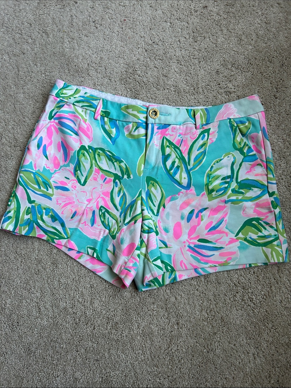 Lilly Pulitzer Floral Print Shorts - Mint, Pink & Green